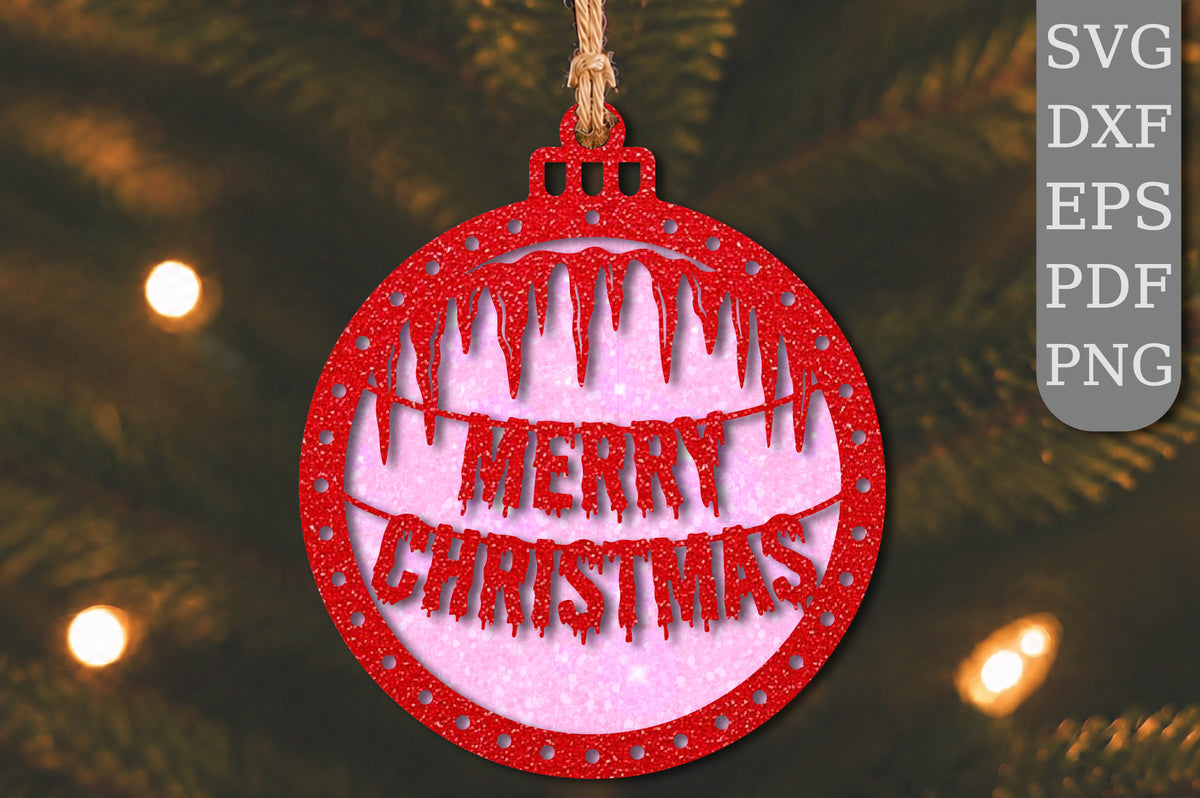 Merry Christmas Icicle Laser Cut SVG Ornament