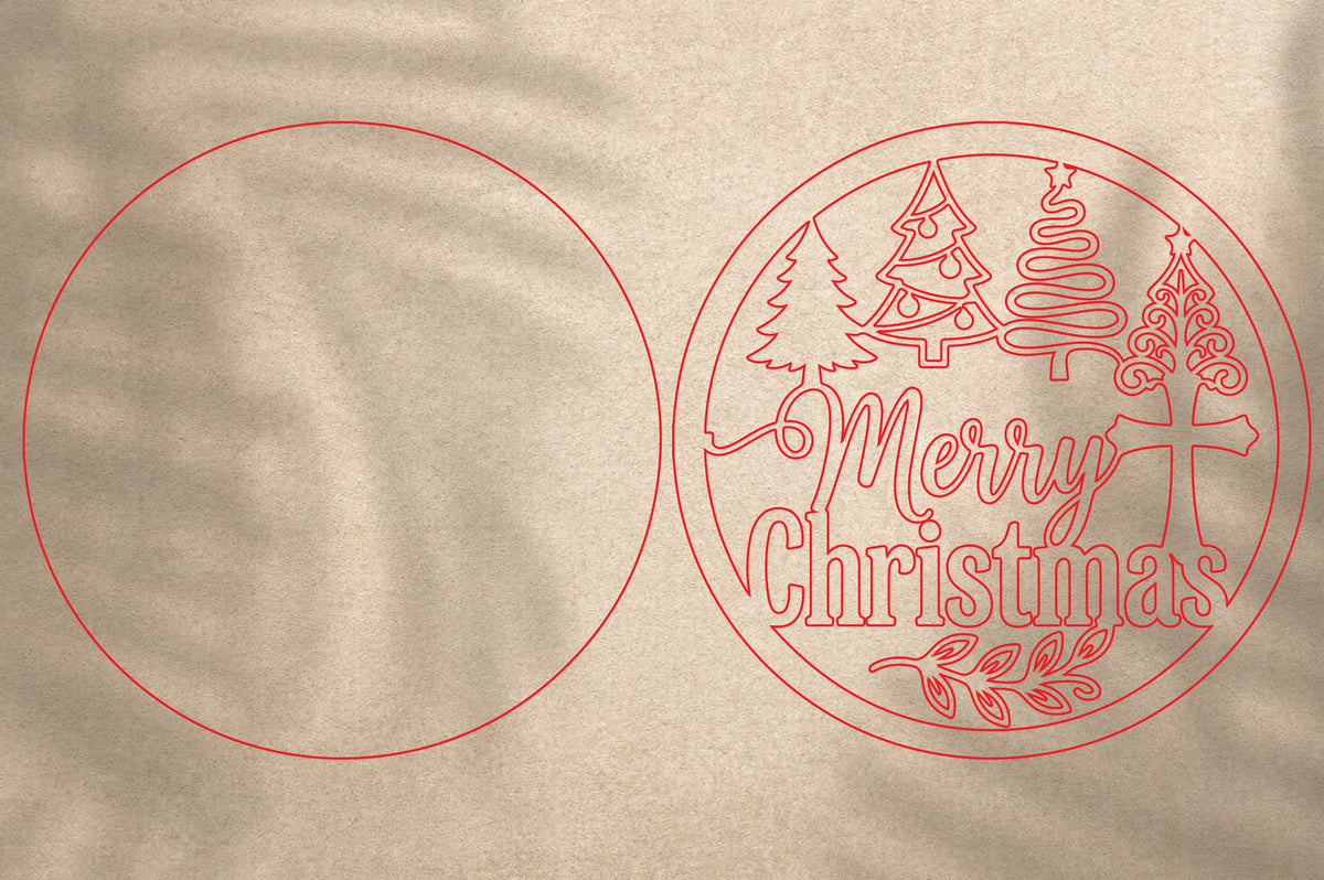 Merry Christmas Tree Ornament SVG | Christmas Laser Cut Design