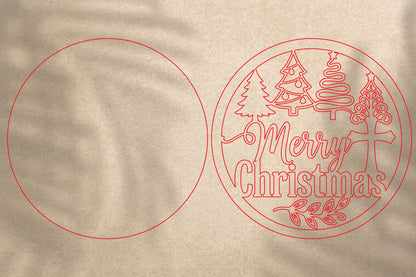 Merry Christmas Tree Ornament SVG | Christmas Laser Cut Design