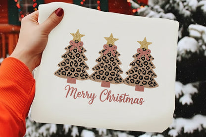Leopard Christmas Tree Merry Christmas PNG Design