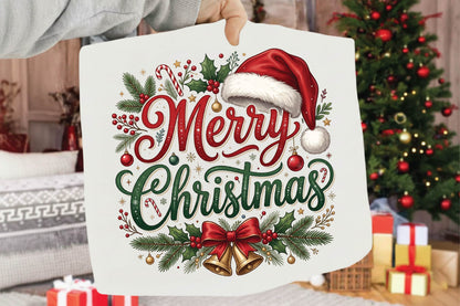 Merry Christmas PNG, Christmas Sublimation Design, Santa Hat Holiday PNG, Christmas Shirt Design, Festive Holiday Graphic