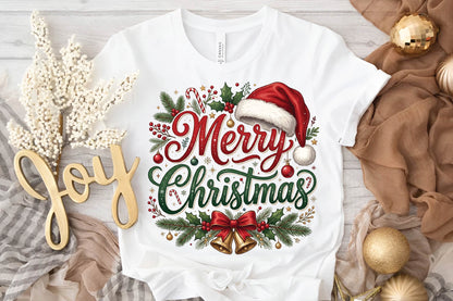 Merry Christmas PNG, Christmas Sublimation Design, Santa Hat Holiday PNG, Christmas Shirt Design, Festive Holiday Graphic