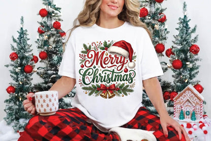 Merry Christmas PNG, Christmas Sublimation Design, Santa Hat Holiday PNG, Christmas Shirt Design, Festive Holiday Graphic