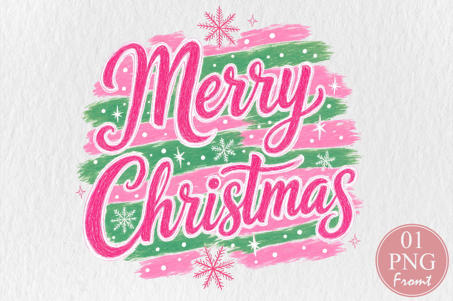 Merry Christmas Pink PNG Sublimation