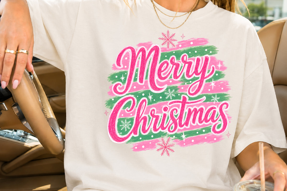 Merry Christmas Pink PNG Sublimation