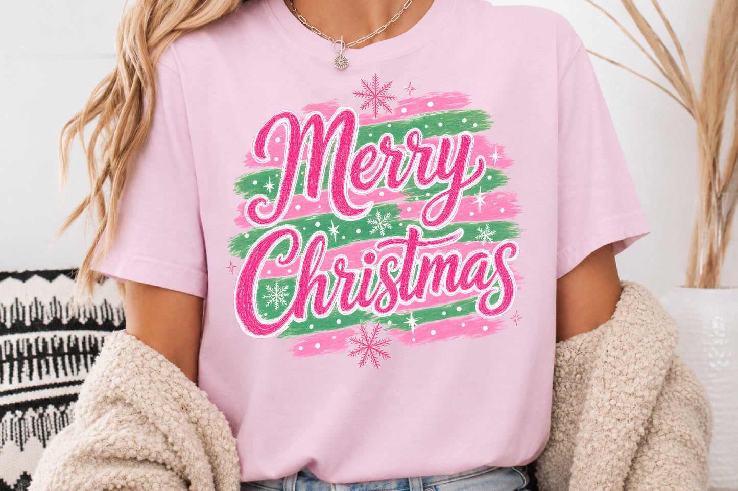 Merry Christmas Pink PNG Sublimation