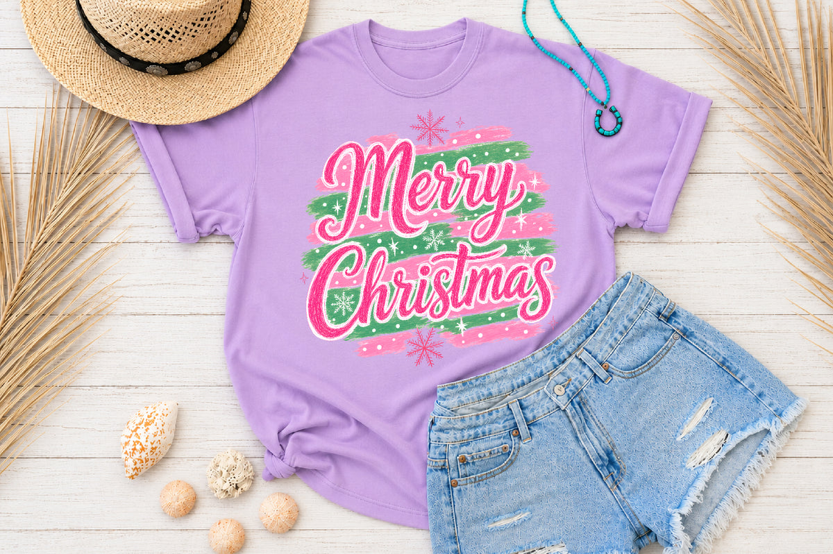 Merry Christmas Pink PNG Sublimation