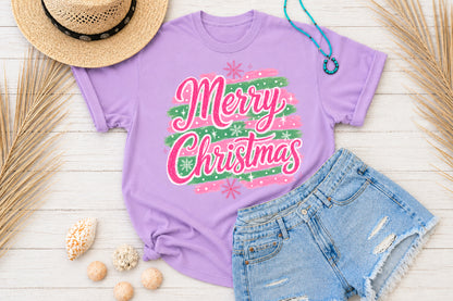 Merry Christmas Pink PNG Sublimation