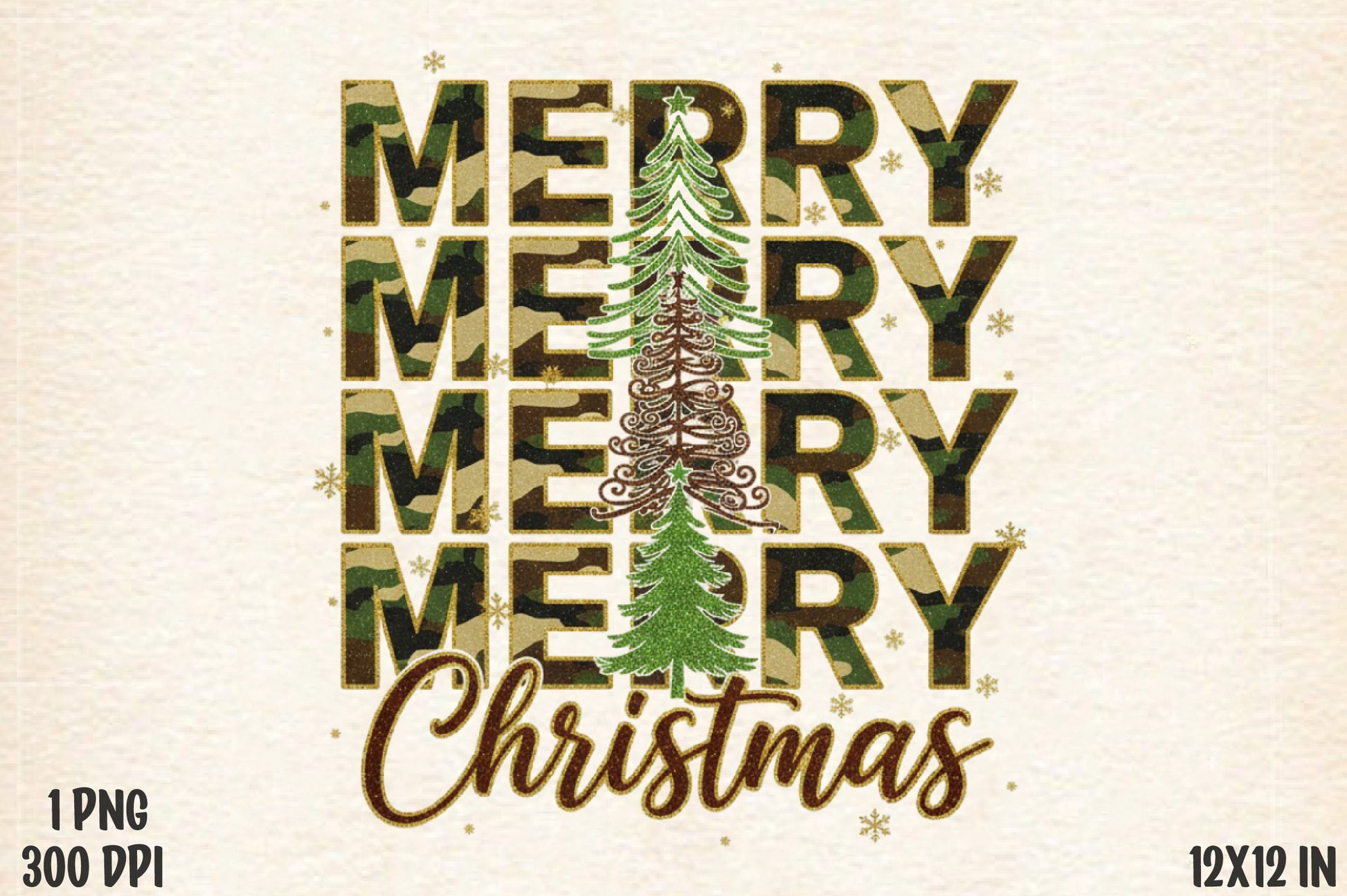 Camouflage Merry Christmas Tree PNG Military Holiday Sublimation