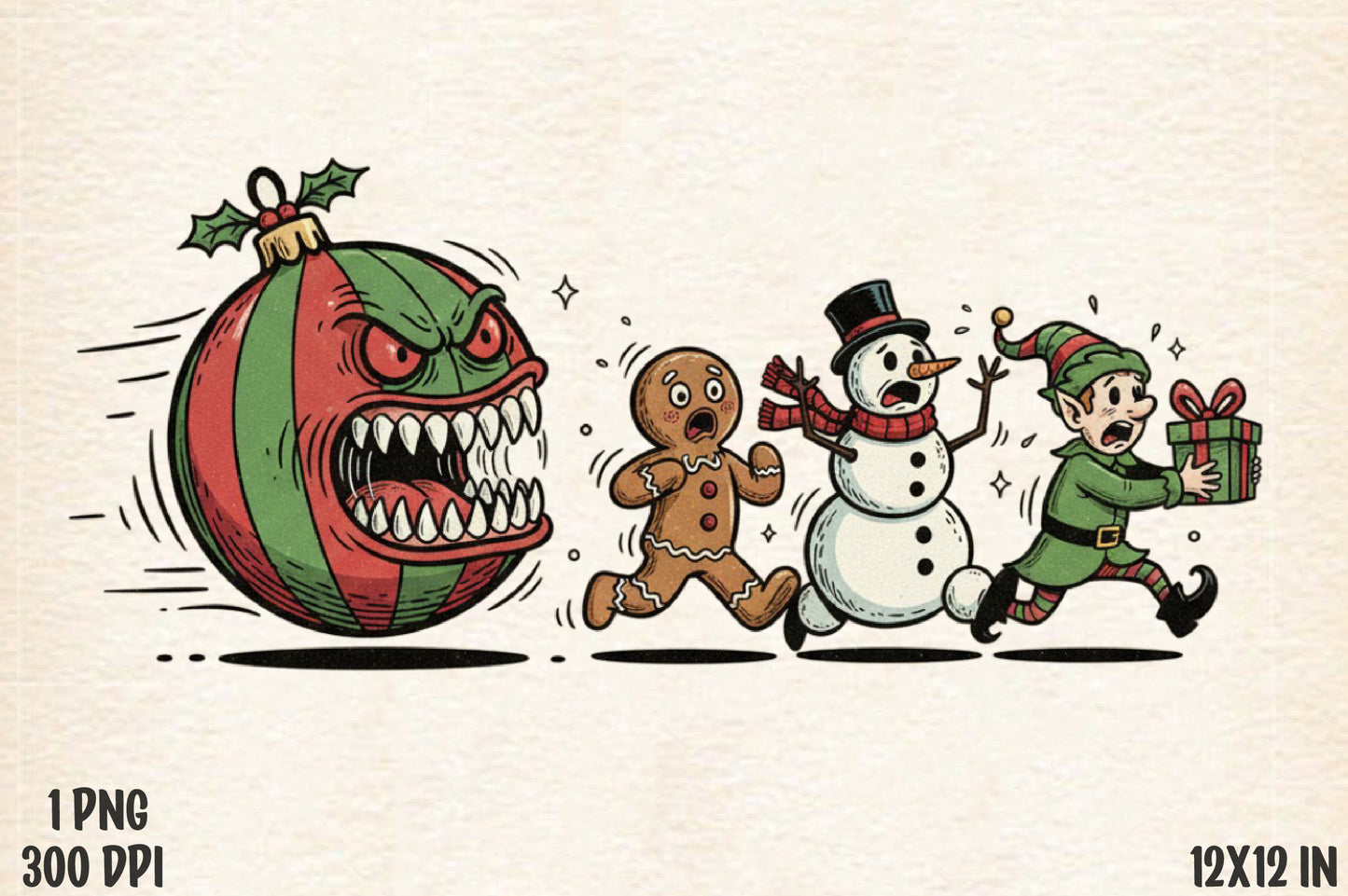Funny Christmas Escape PNG Grumpy Pumpkin Gingerbread Snowman Elf