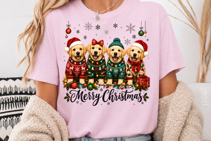 Merry Christmas Puppies Dogs PNG Sublimation Design