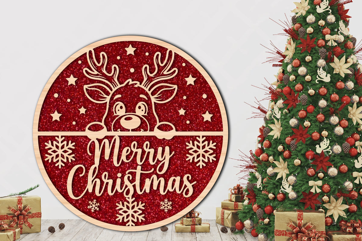 Merry Christmas Reindeer Laser Cut SVG