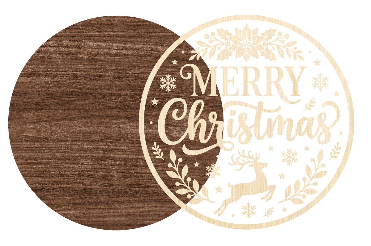 Merry Christmas Round Laser Cut SVG