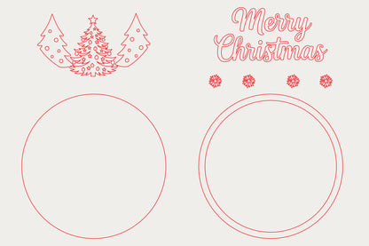 Merry Christmas Round Sign Laser Cut SVG, Christmas Round Door Sign Cut File, Holiday Wall Decor SVG