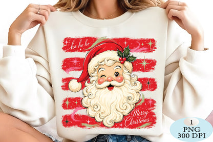 Merry Christmas Santa PNG Cute Vintage Holiday Sublimation Design