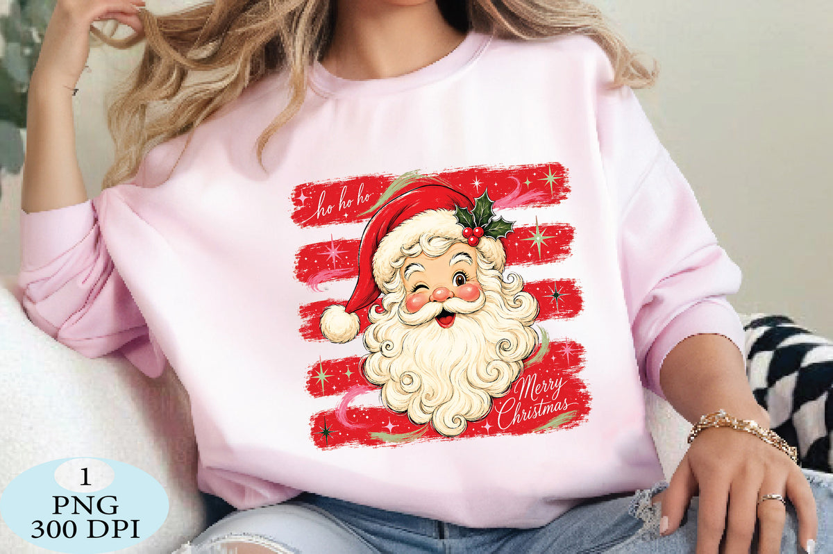 Merry Christmas Santa PNG Cute Vintage Holiday Sublimation Design