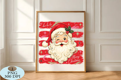 Merry Christmas Santa PNG Cute Vintage Holiday Sublimation Design