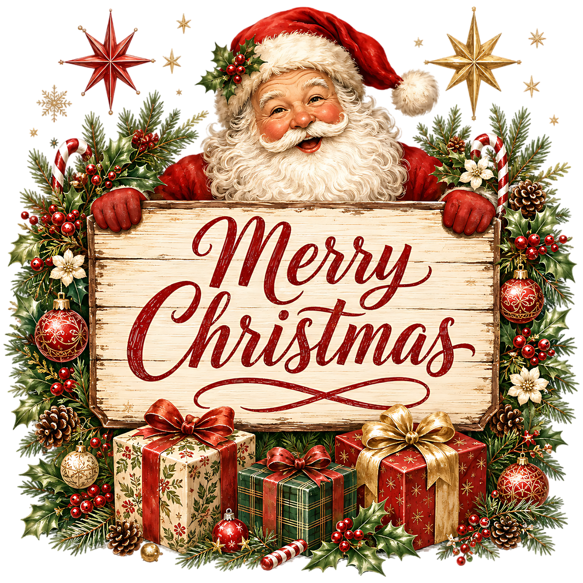 Merry Christmas Santa Vintage PNG