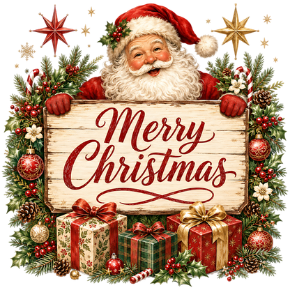 Merry Christmas Santa Vintage PNG