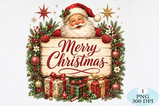 Merry Christmas Santa Vintage PNG