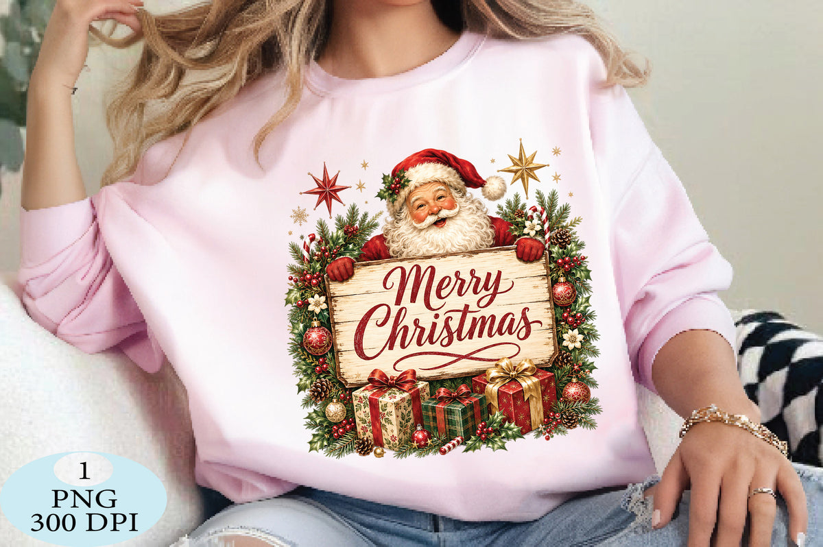 Merry Christmas Santa Vintage PNG