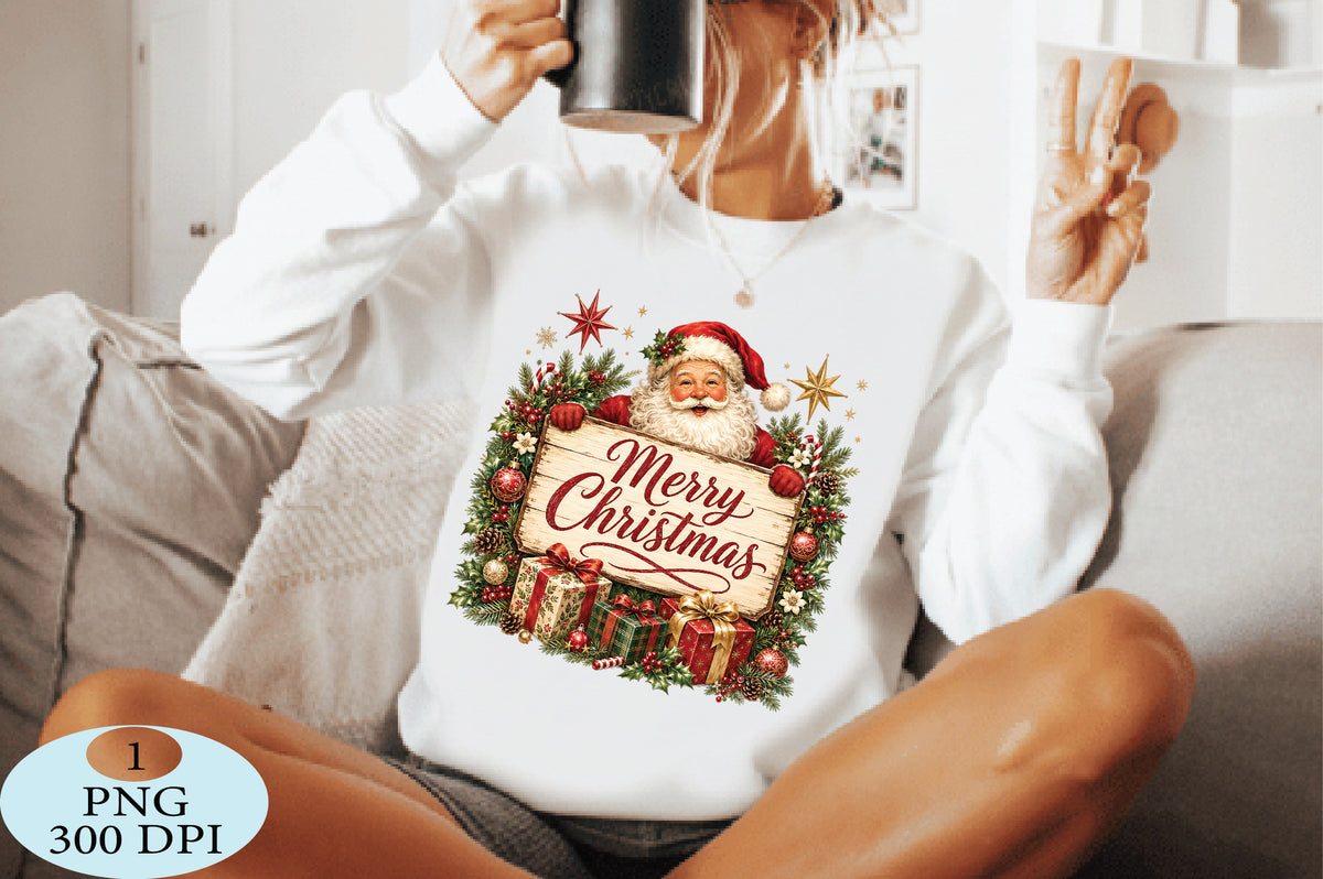 Merry Christmas Santa Vintage PNG