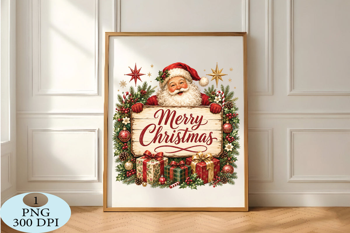 Merry Christmas Santa Vintage PNG