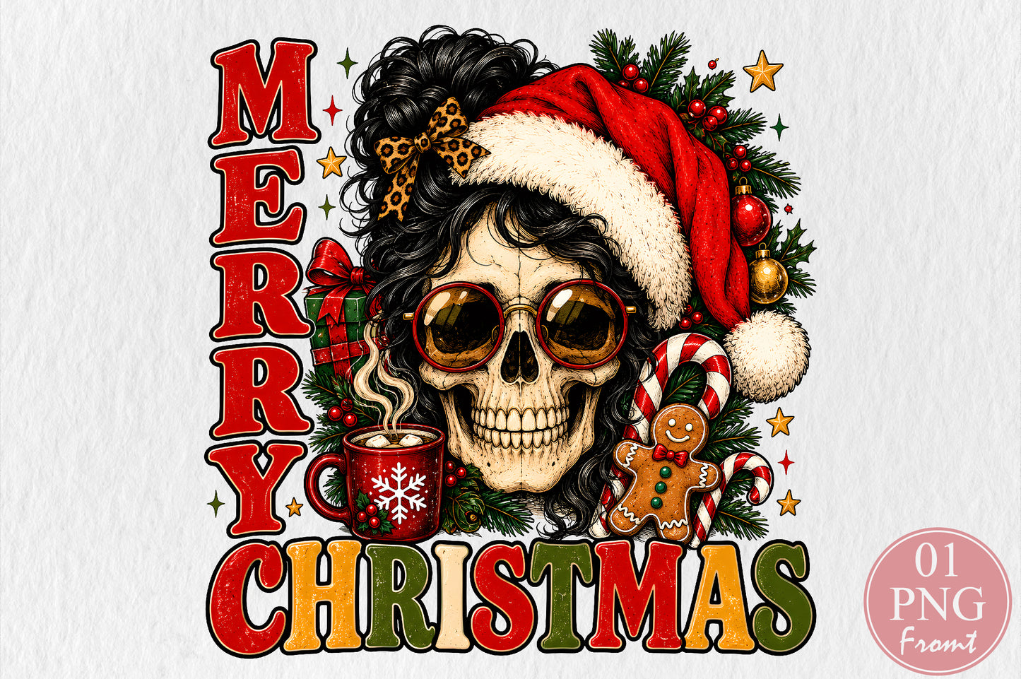 Merry Christmas Skull PNG