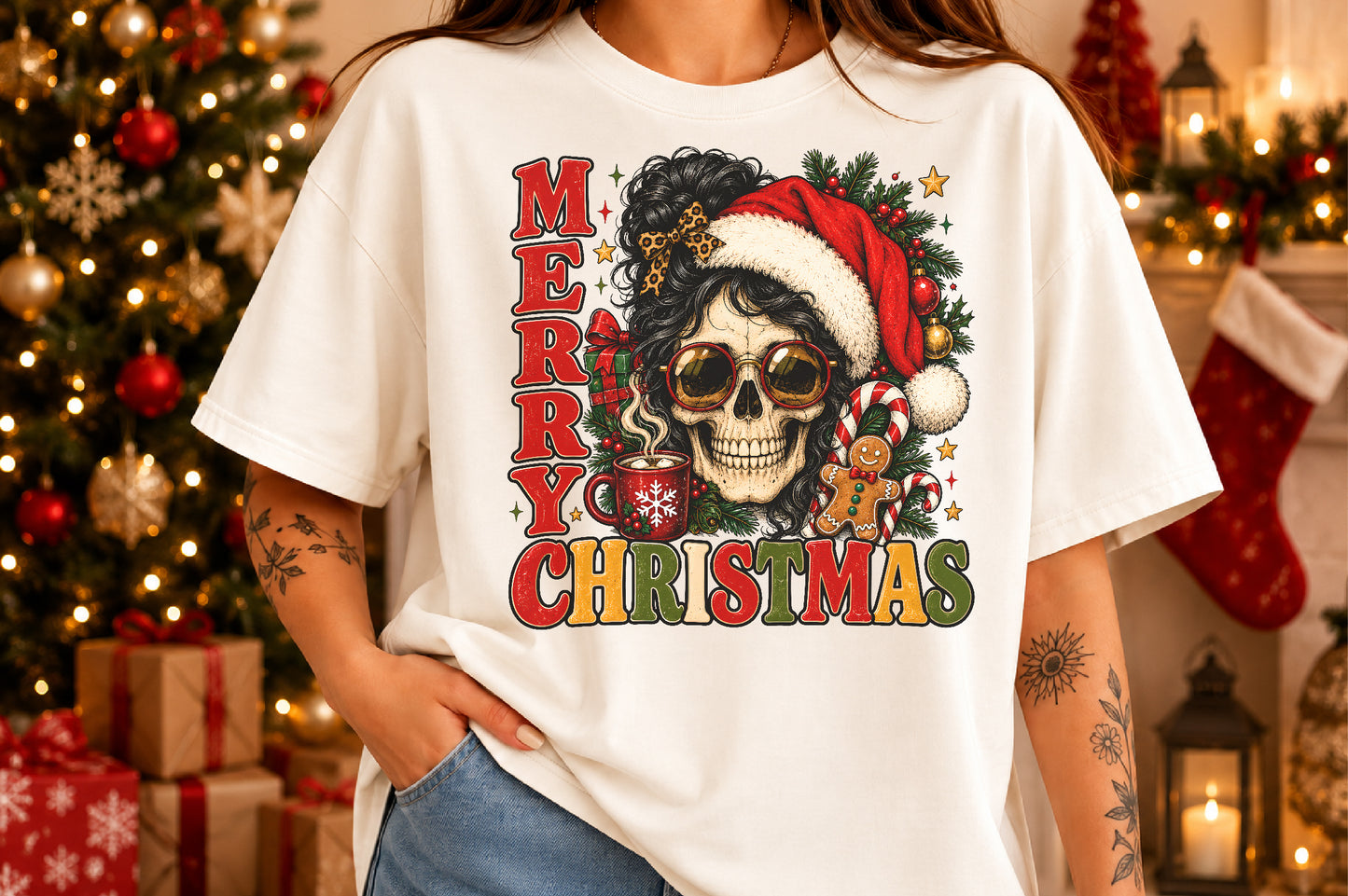 Merry Christmas Skull PNG