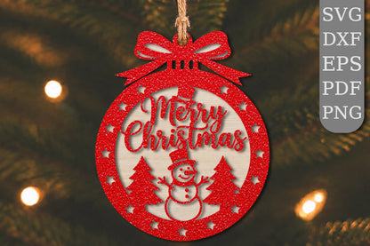 Merry Christmas Snowman Laser Cut SVG