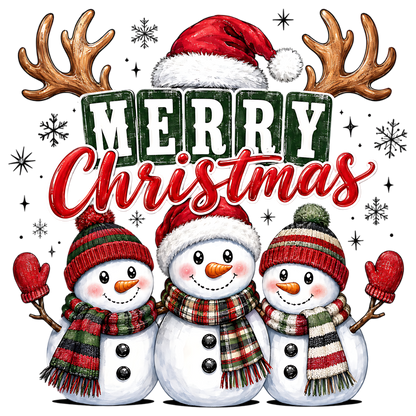 Merry Christmas Snowman Trio PNG