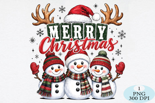 Merry Christmas Snowman Trio PNG