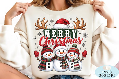 Merry Christmas Snowman Trio PNG