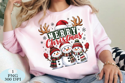 Merry Christmas Snowman Trio PNG