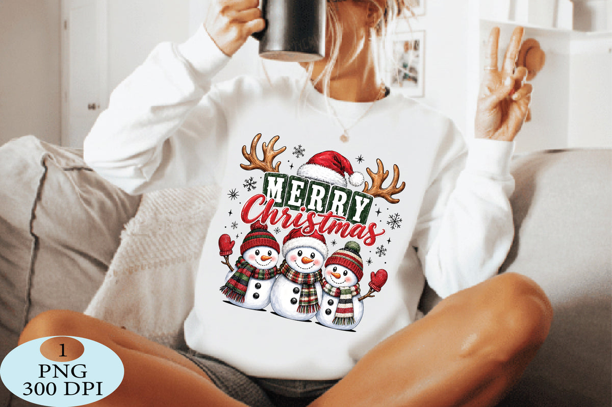 Merry Christmas Snowman Trio PNG