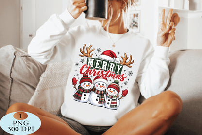 Merry Christmas Snowman Trio PNG
