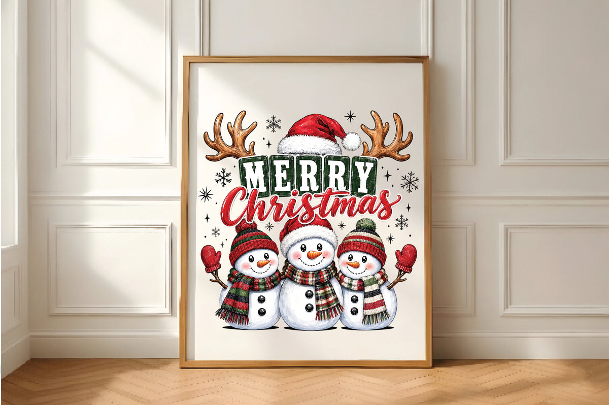 Merry Christmas Snowman Trio PNG