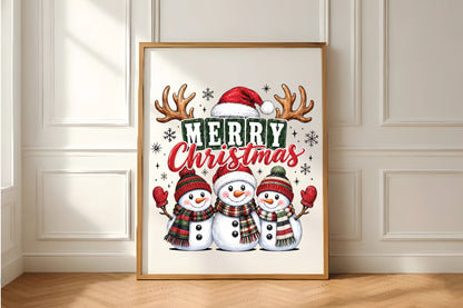 Merry Christmas Snowman Trio PNG