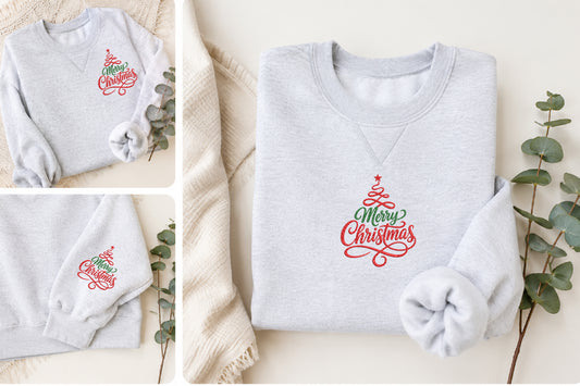 Merry Christmas Tree Embroidery Design