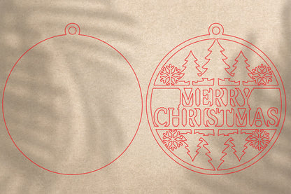 Merry Christmas Tree Ornament SVG | Christmas Laser Cut Design