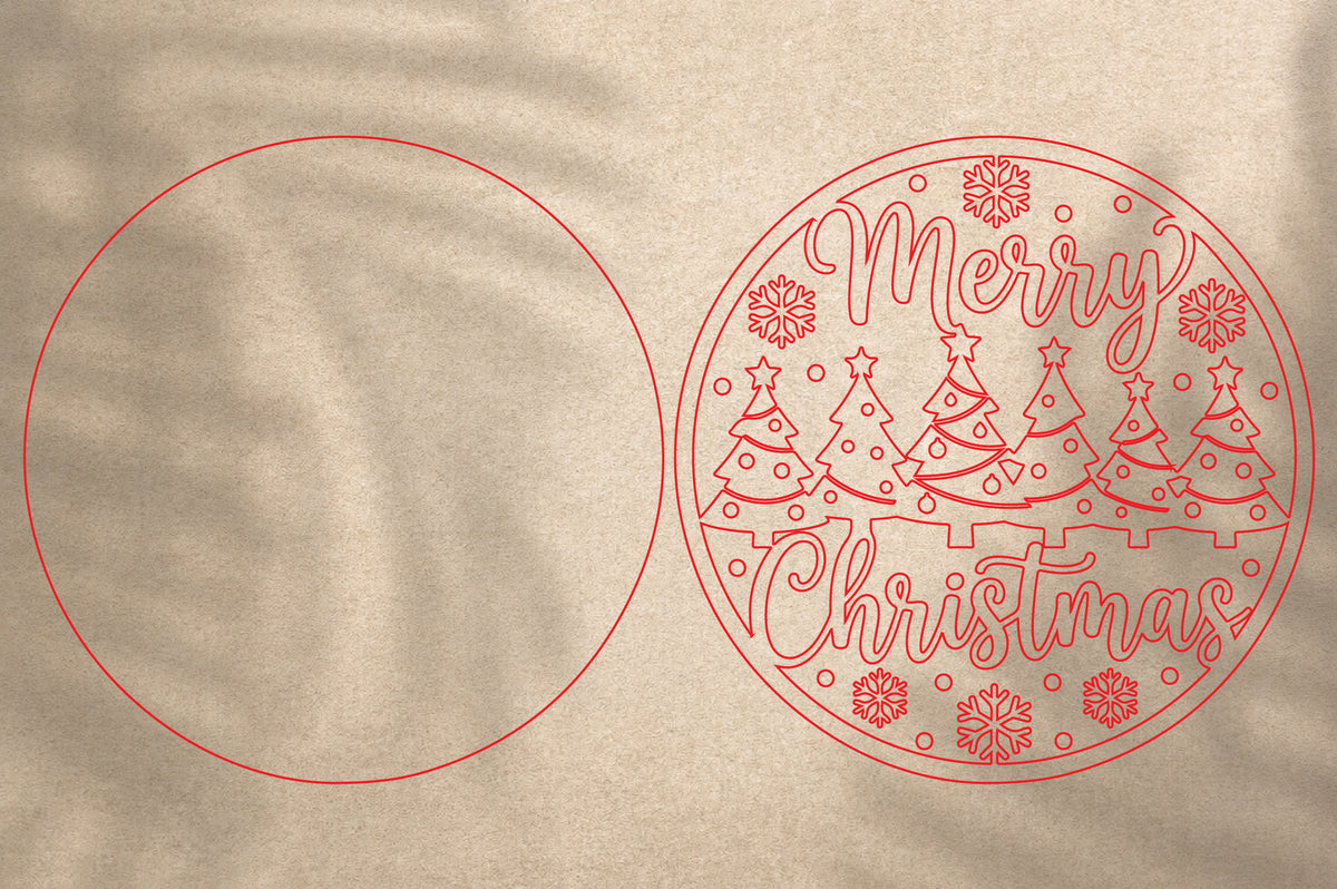Merry Christmas Tree Ornament SVG | Christmas Laser Cut Design