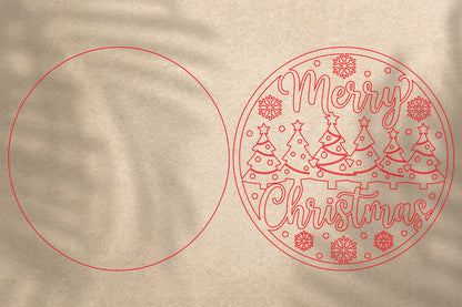 Merry Christmas Tree Ornament SVG | Christmas Laser Cut Design
