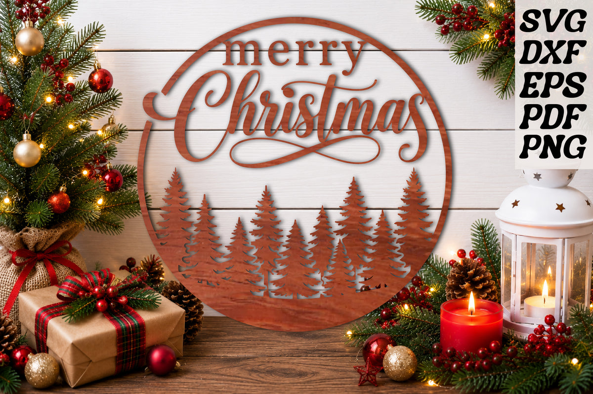 Merry Christmas Wooden Sign SVG