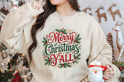 Merry Christmas Y’all PNG, Christmas Sublimation Design, Holiday Shirt PNG, Merry Christmas Yall Graphic, Festive PNG