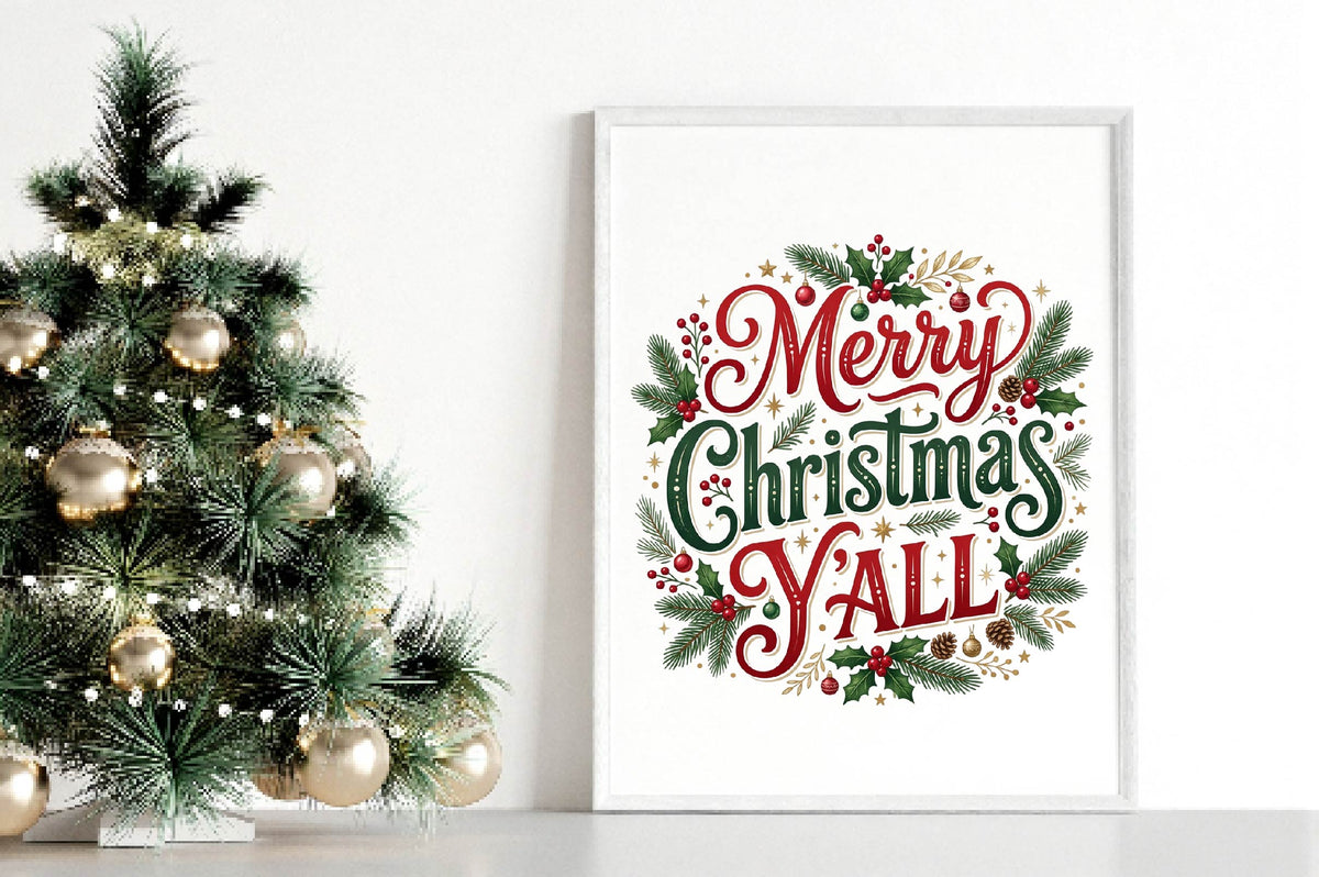 Merry Christmas Y’all PNG, Christmas Sublimation Design, Holiday Shirt PNG, Merry Christmas Yall Graphic, Festive PNG