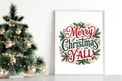 Merry Christmas Y’all PNG, Christmas Sublimation Design, Holiday Shirt PNG, Merry Christmas Yall Graphic, Festive PNG