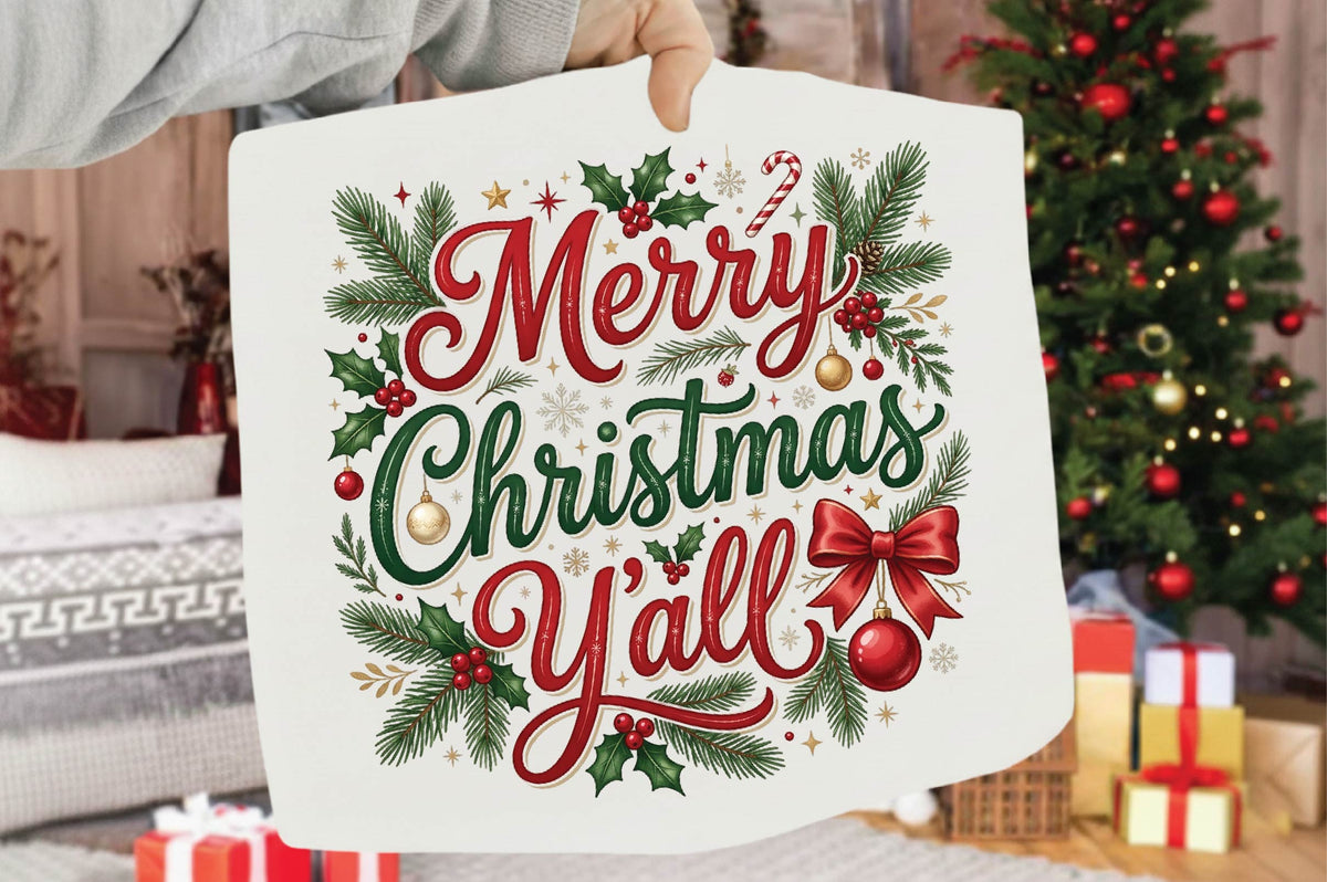 Merry Christmas Y’all PNG, Christmas Sublimation Design, Christmas Shirt PNG, Holiday Yall PNG, Festive Christmas Graphic