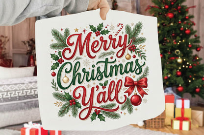 Merry Christmas Y’all PNG, Christmas Sublimation Design, Christmas Shirt PNG, Holiday Yall PNG, Festive Christmas Graphic