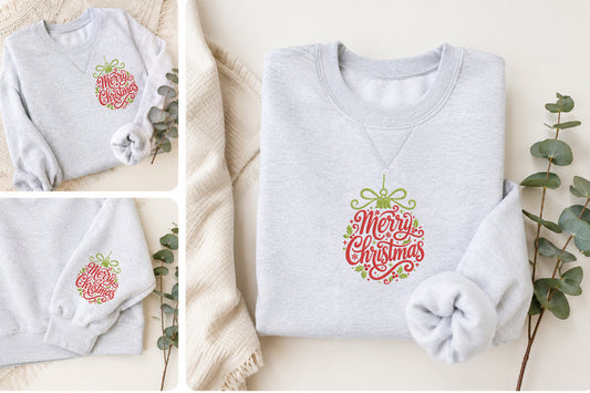 Merry Christmas Embroidery Design – Festive Christmas Machine Embroidery Pattern, Holiday Embroidery Design