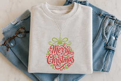 Merry Christmas Embroidery Design – Festive Christmas Machine Embroidery Pattern, Holiday Embroidery Design